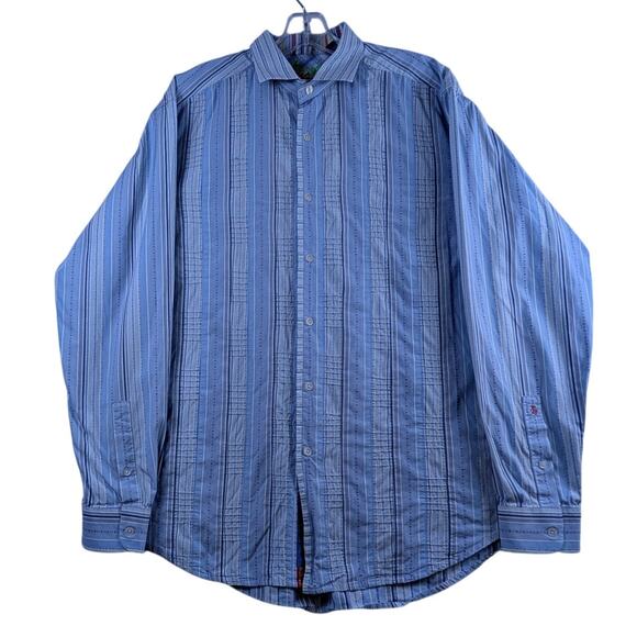 Robert Graham Light Blue Textured Dress Shirt Mens Large Long Sleeve Button Down - Picture 1 of 11